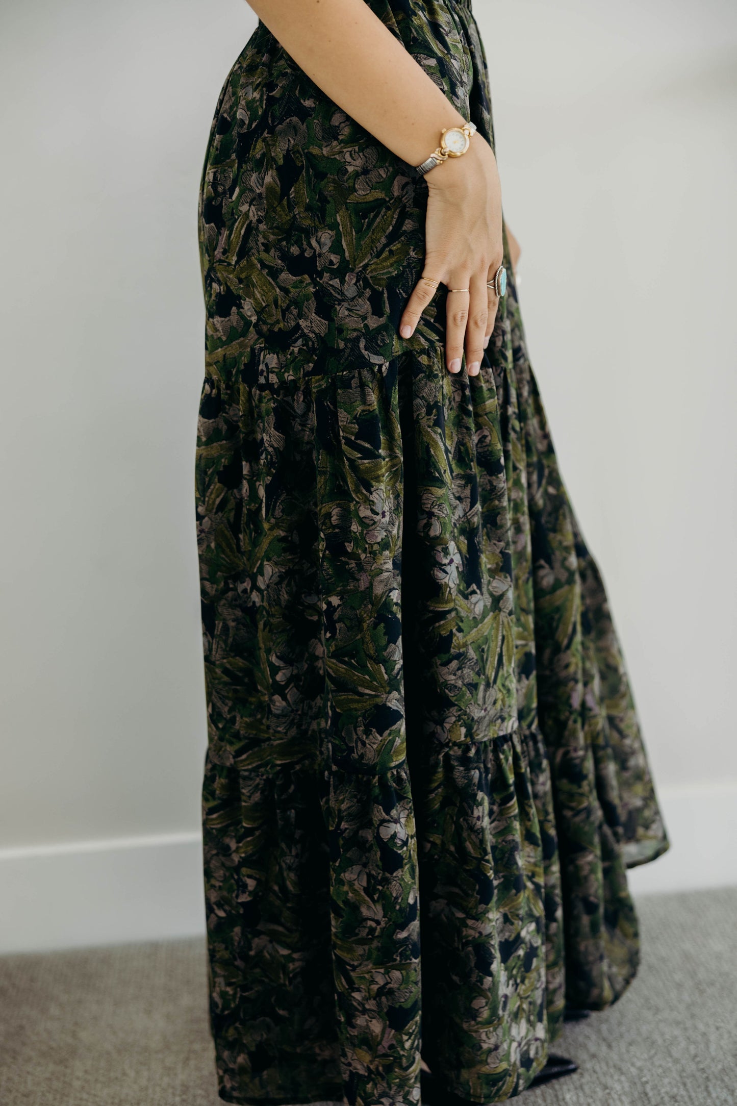 TIERED BOHO SKIRT IN HERITAGE IVY