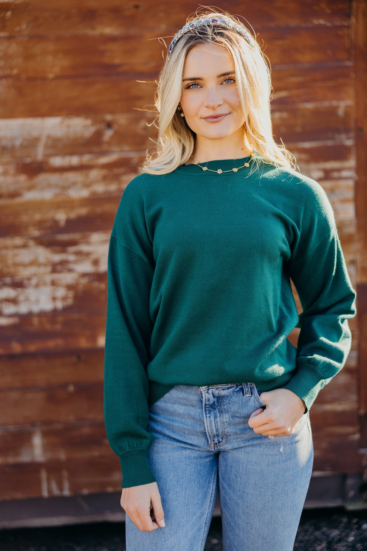 SLOUCHY SWEATER IN EMERALD