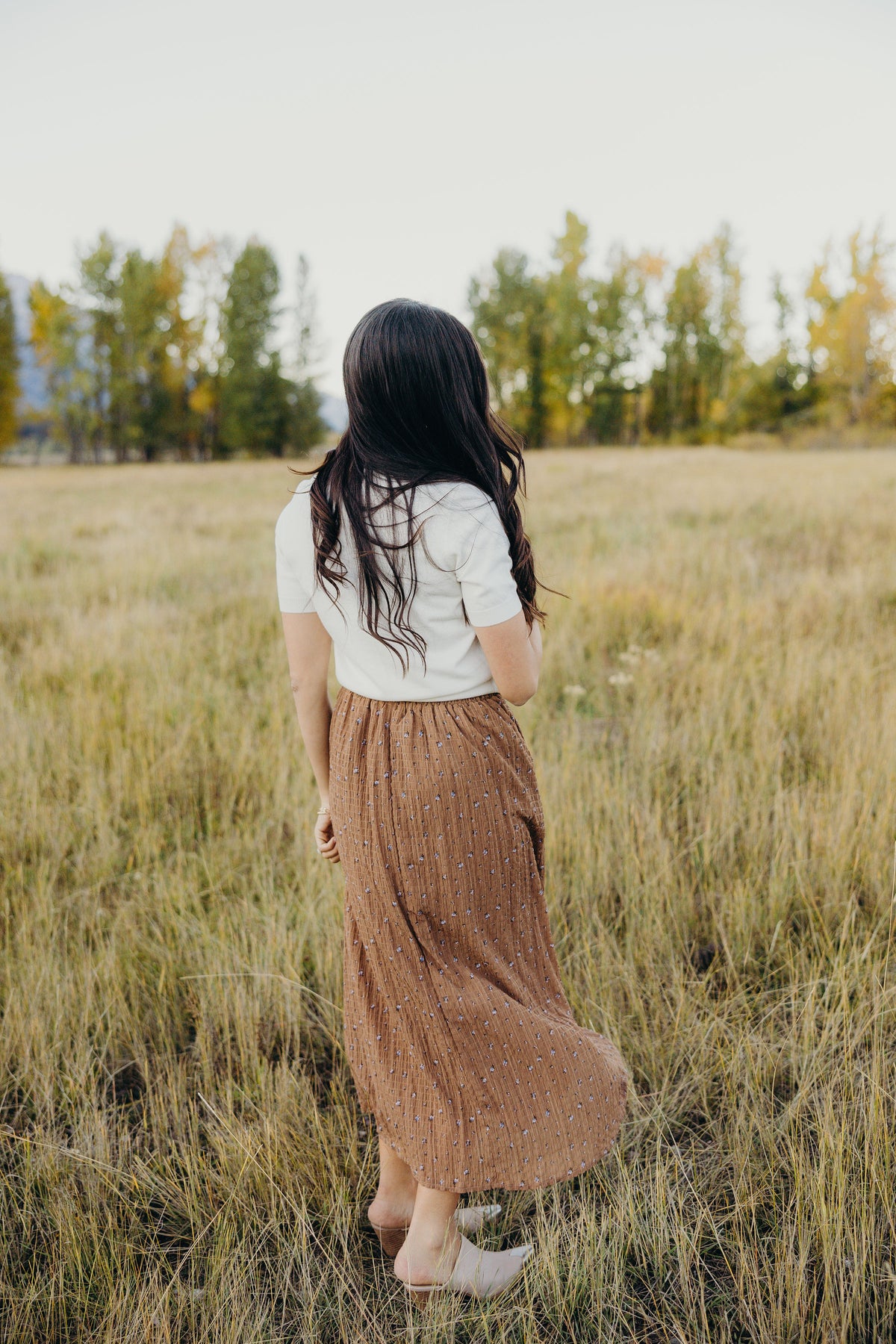 MAXI SLIP SKIRT IN COUNTRYSIDE BLOOM