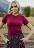 POINTELLE TOP IN BERRY GLOSS