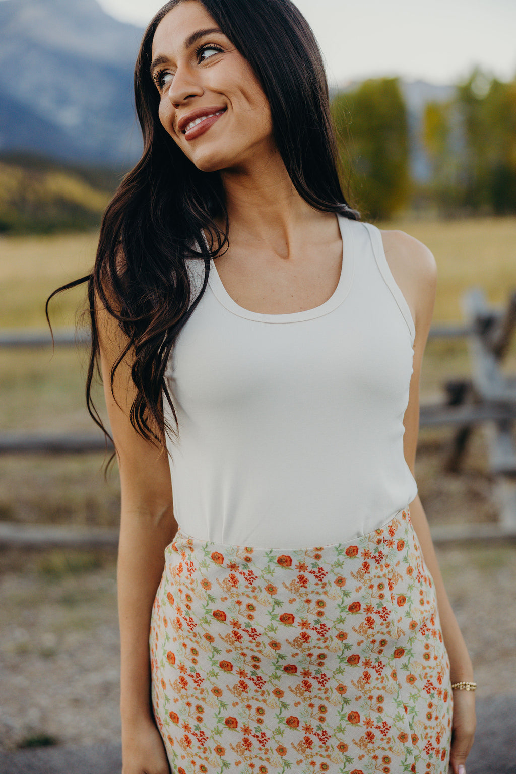 SCOOP NECK TANK TOP IN VANILLA BEAN
