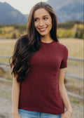 POINTELLE TOP IN BEET RED