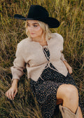 BOW FRONT CROP SWEATER IN VANILLA CUSTARD