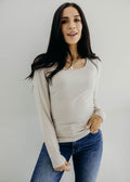 LONG SLEEVE SCOOP TEE IN SAND