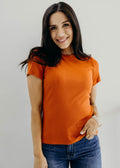 SHORT SLEEVE RIBBED TEE IN BAKED CLAY FINAL SALE