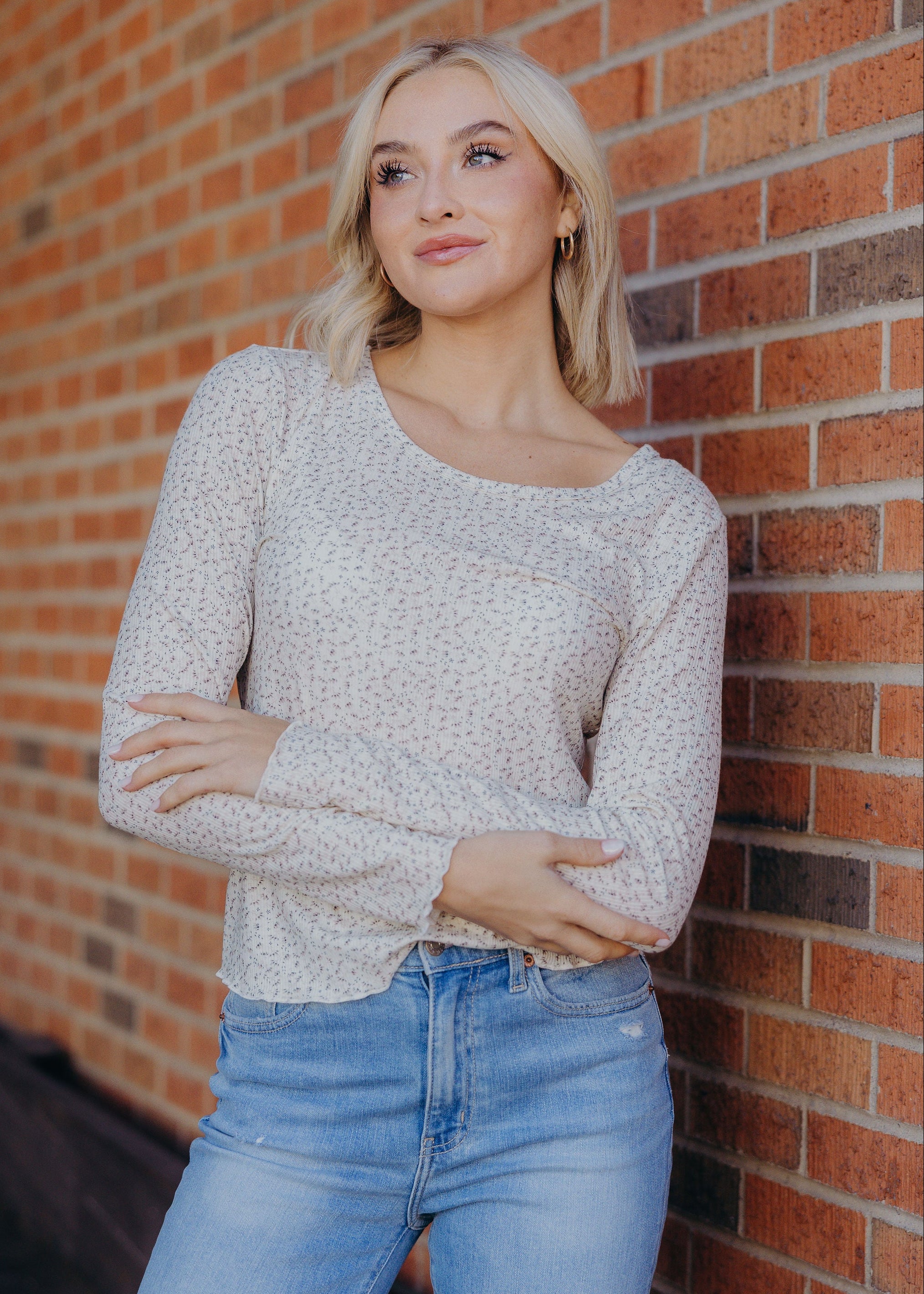 LONG SLEEVE RIBBED TEE IN WILD OAT