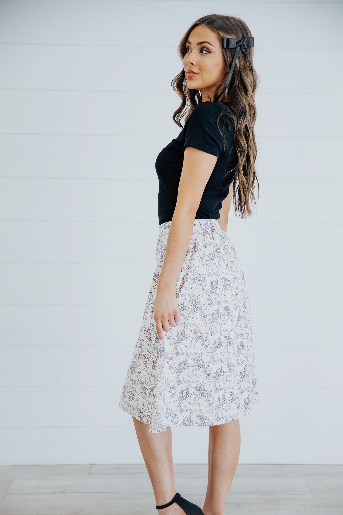 MIDI SLIP SKIRT IN MISTY BLOOM FINAL SALE