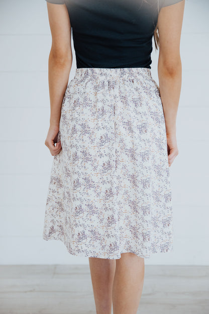 MIDI SLIP SKIRT IN MISTY BLOOM FINAL SALE