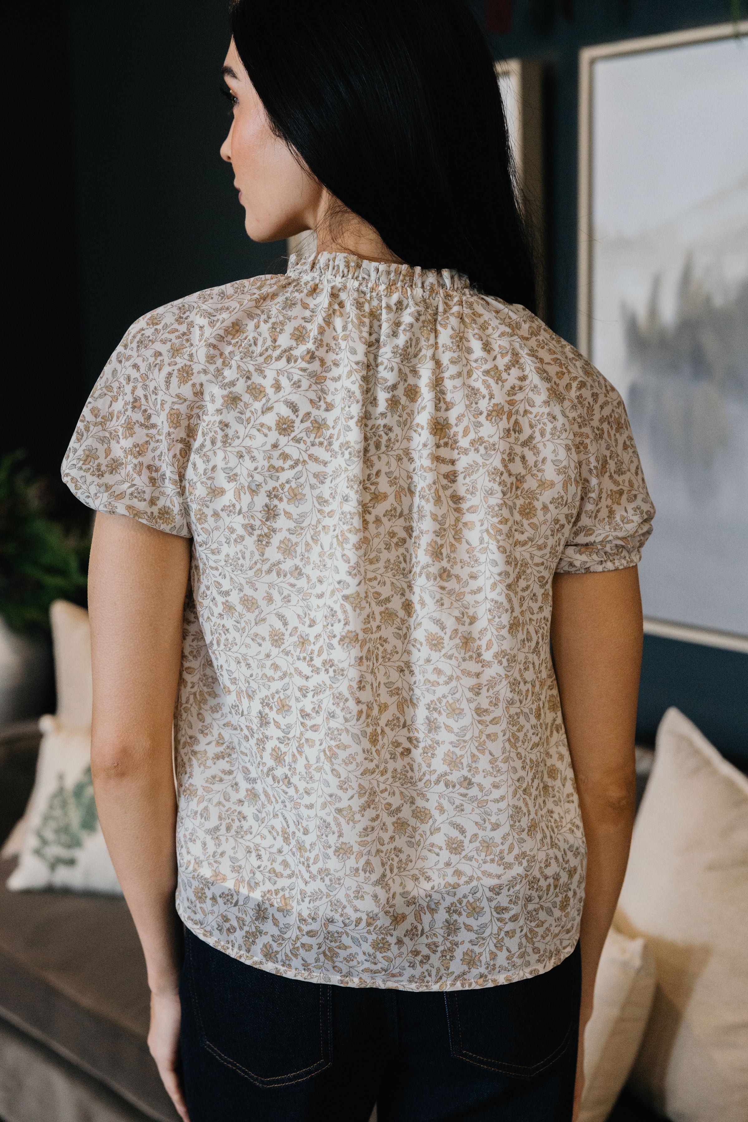 ROMANTIC RUFFLE BLOUSE IN GOLDEN MESA