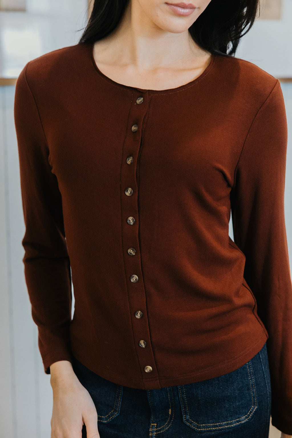 TISSUE CARDIGAN IN RUSSET