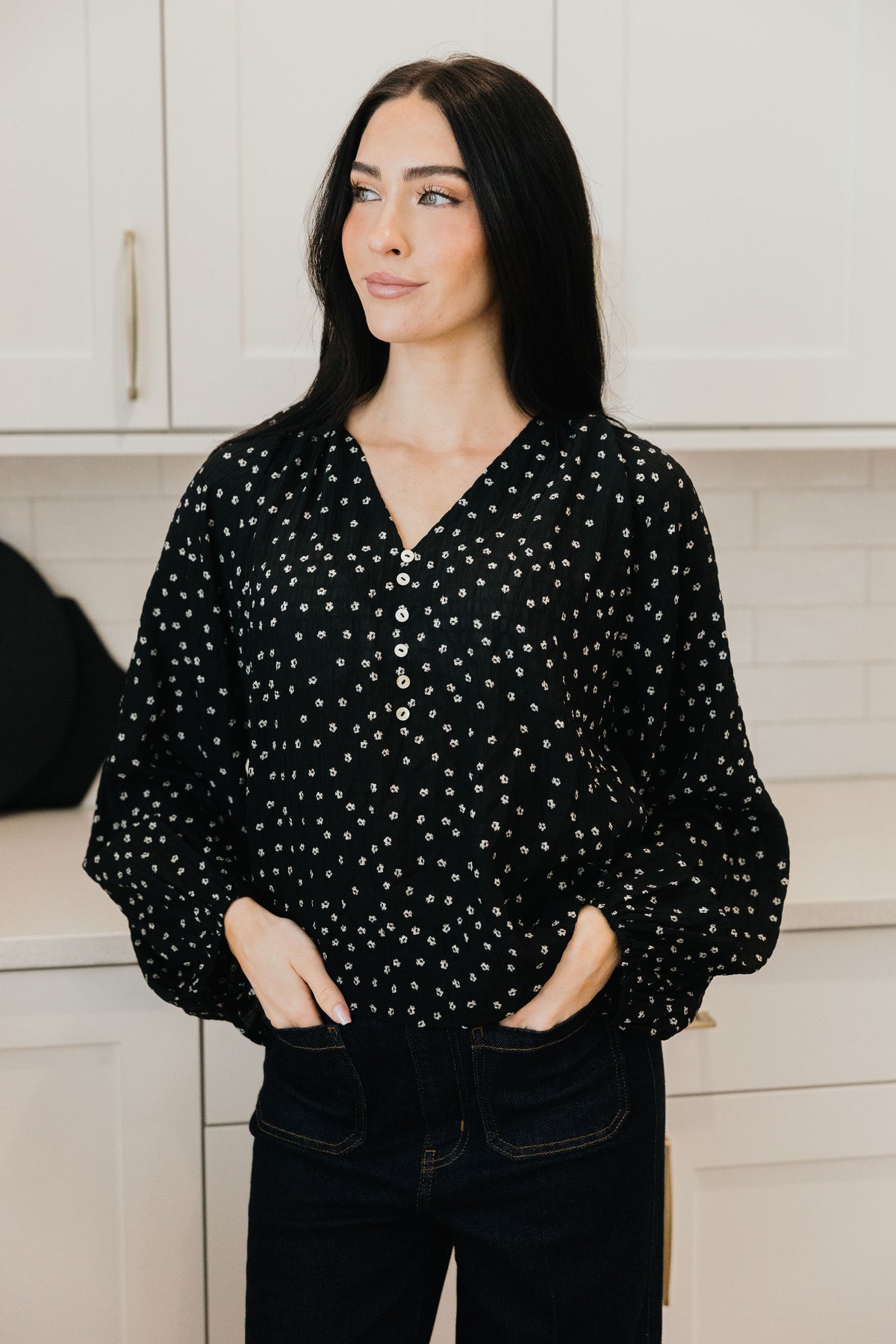 BOHO BUTTON BLOUSE IN HIDDEN GARDEN