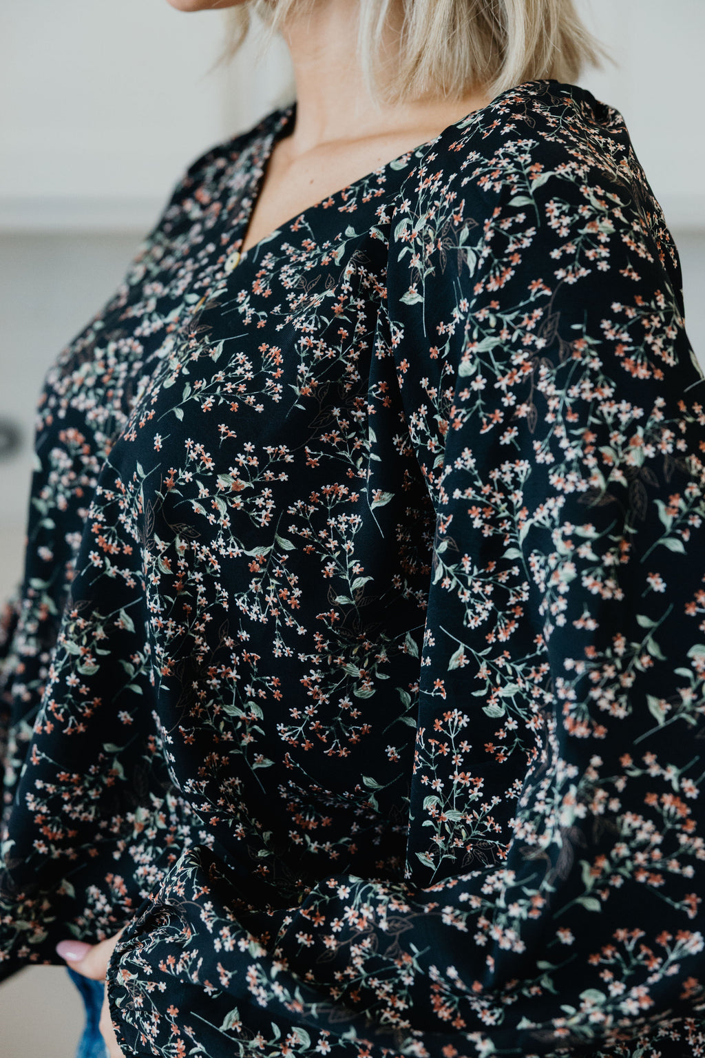 BOHO BUTTON BLOUSE IN DUSKLIGHT BLOSSOM