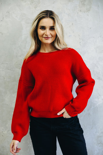 OVERSIZED SWEATER IN JOLLY RED