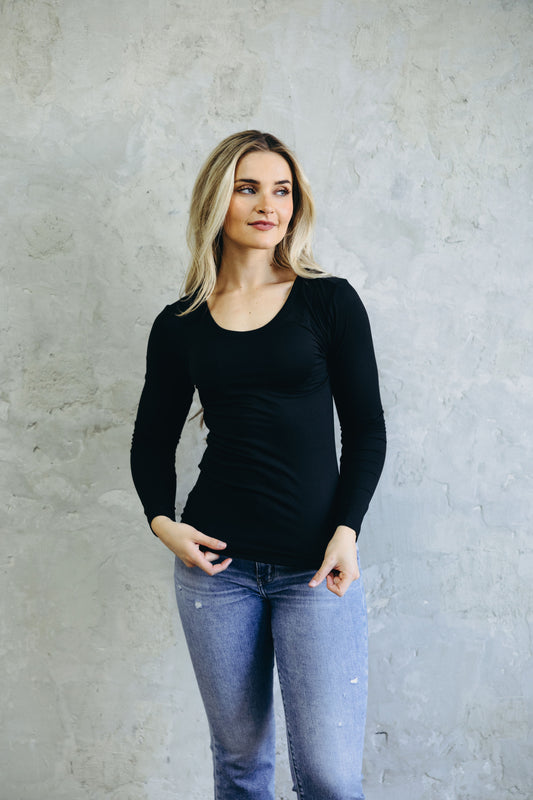 LONG SLEEVE BASIC TEE IN BLACK FINAL SALE