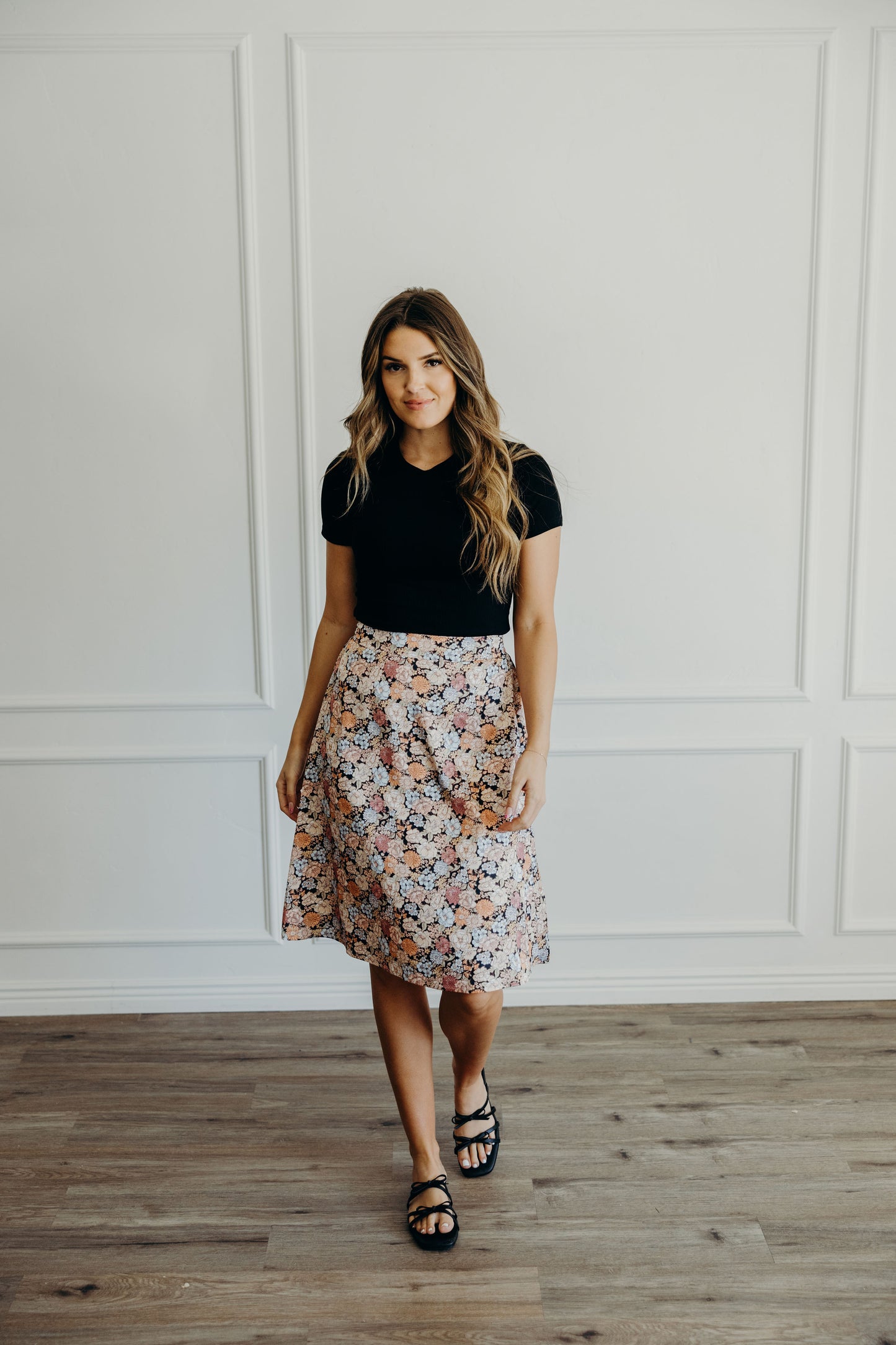 MIDI SLIP SKIRT IN GARDEN PARTY FINAL SALE