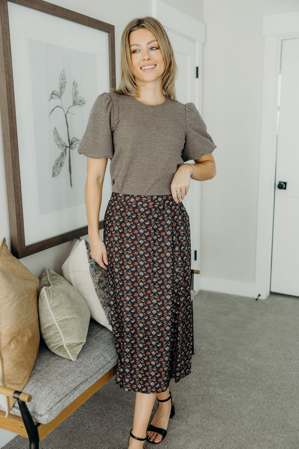 MIDI SKIRT IN HERITAGE PETALS FINAL SALE