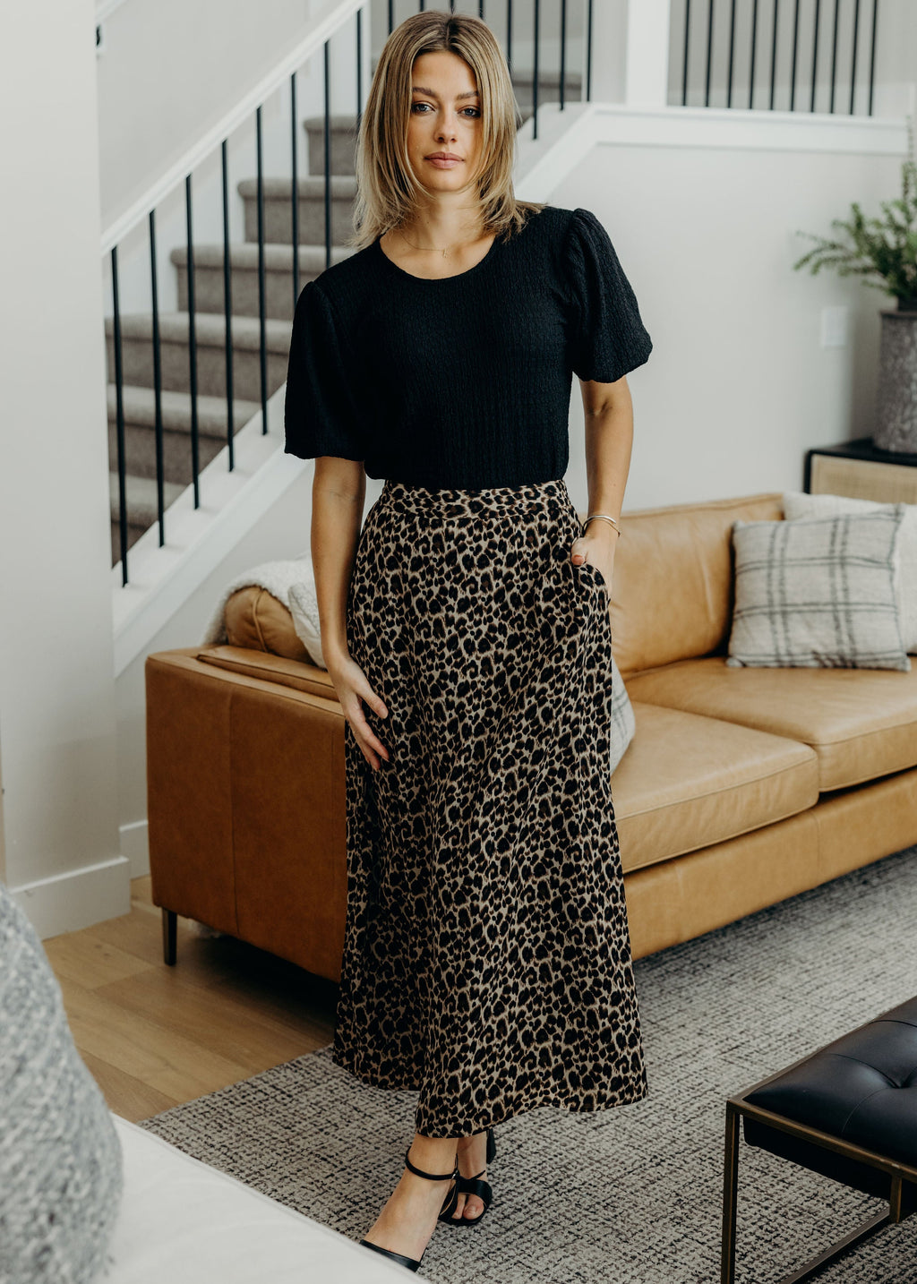 MAXI SLIP SKIRT IN LEOPARD
