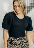 PUFF SLEEVE TOP IN BLACK
