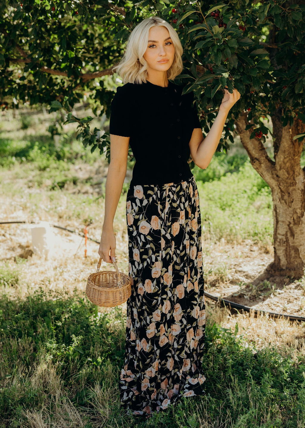 MAXI SKIRT IN CLAY BLOSSOM FINAL SALE