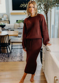 MIDI SWEATER SKIRT IN MAPLE FINAL SALE