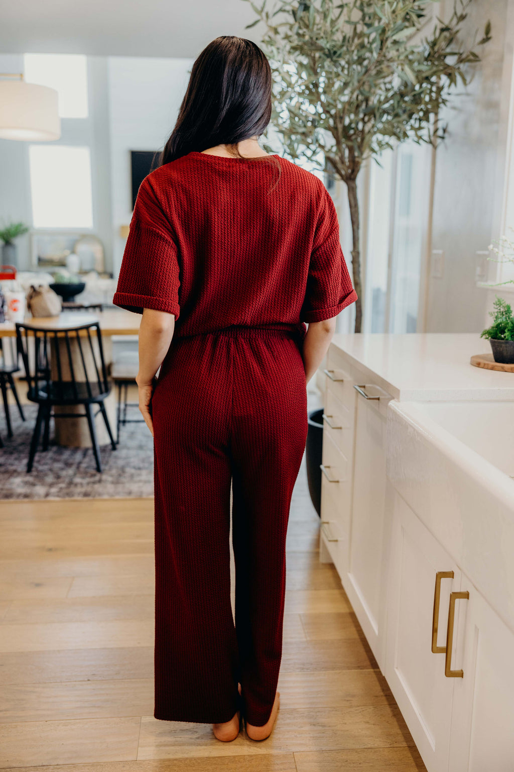 TEXTURED KNIT PANT IN CRANAPPLE FINAL SALE