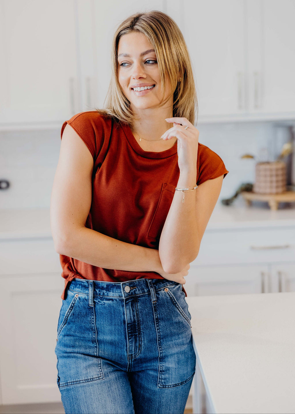 POCKET SLUB TEE IN CINNAMON STICK FINAL SALE