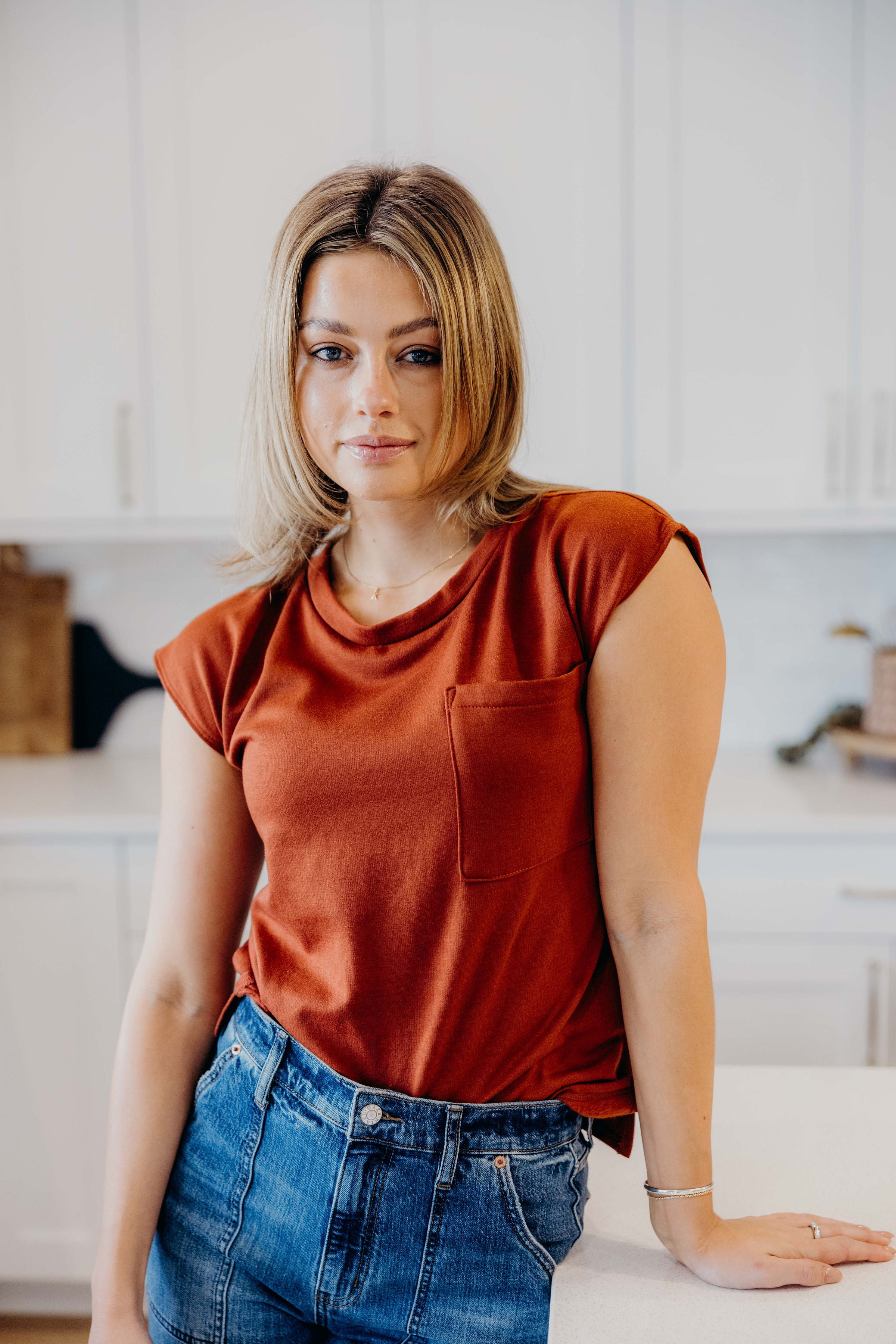 POCKET SLUB TEE IN CINNAMON STICK FINAL SALE