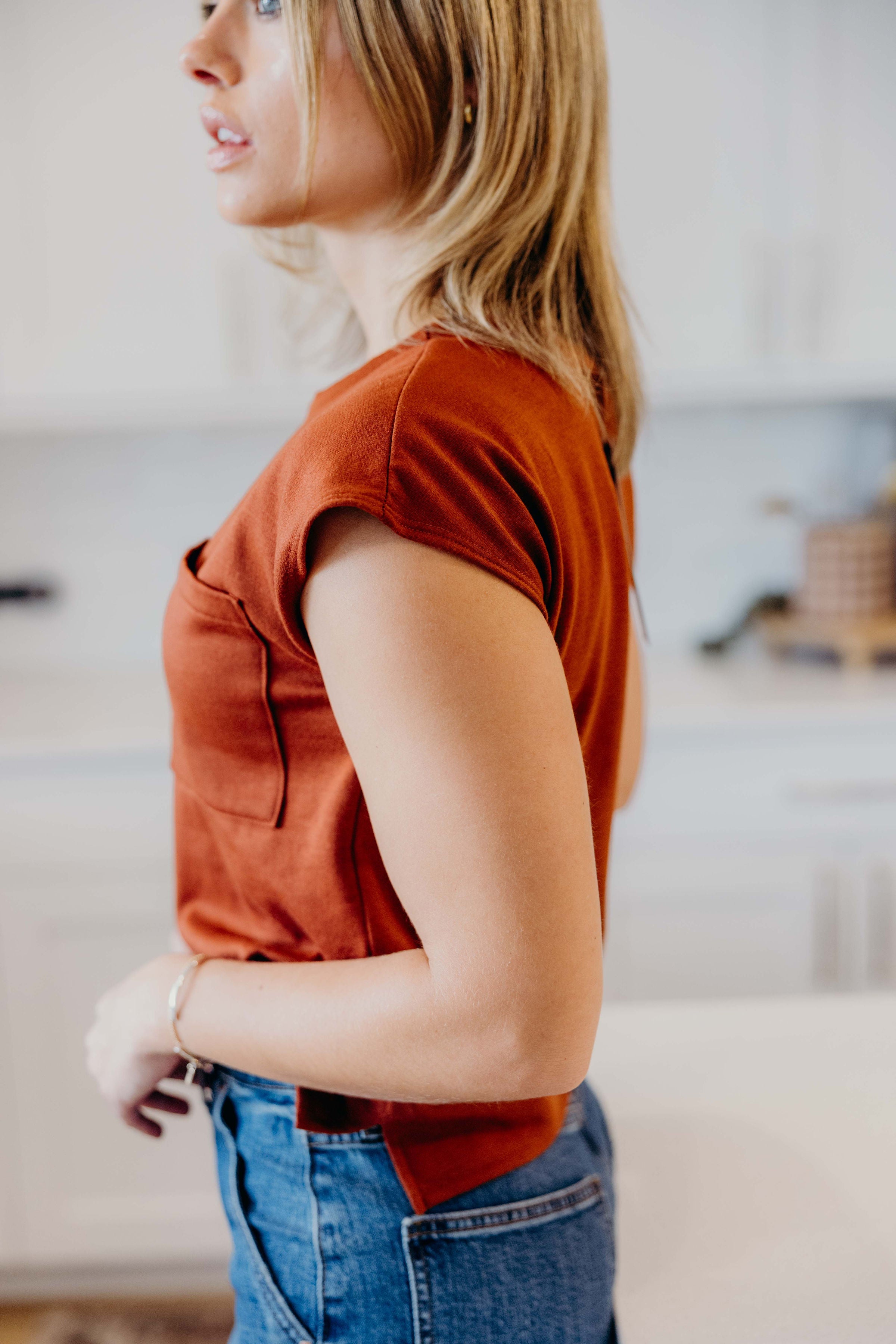 POCKET SLUB TEE IN CINNAMON STICK FINAL SALE