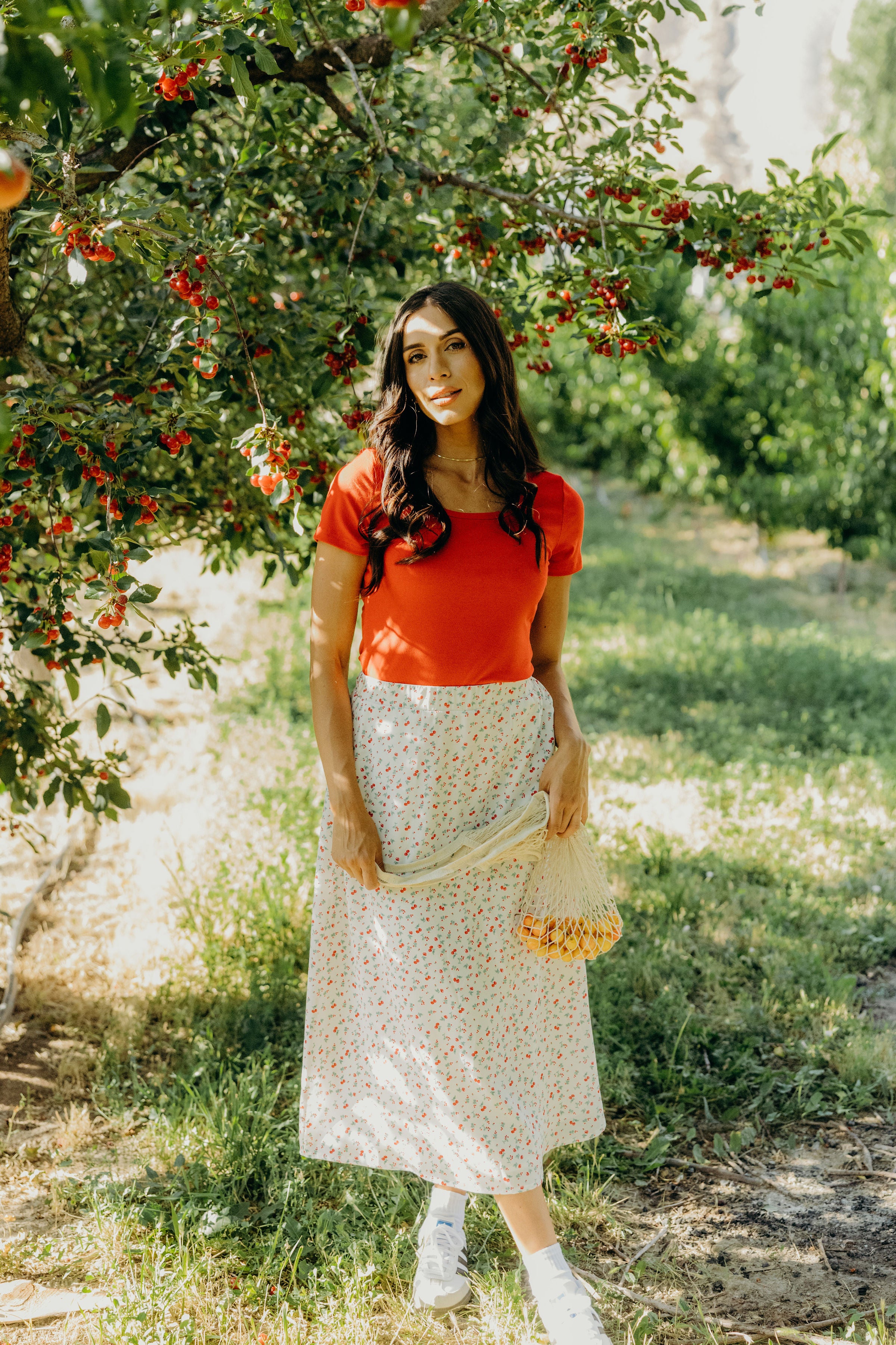 SHORT SLEEVE SCOOP TEE IN RACING RED