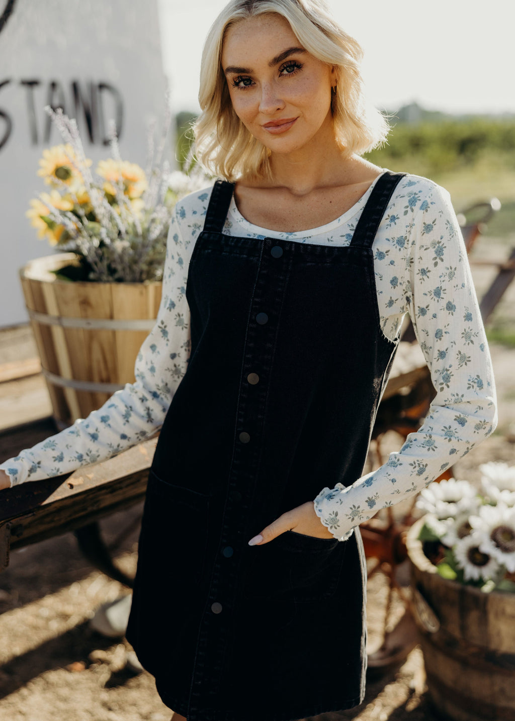 LONG SLEEVE RIBBED TEE IN EUCALYPTUS SKY