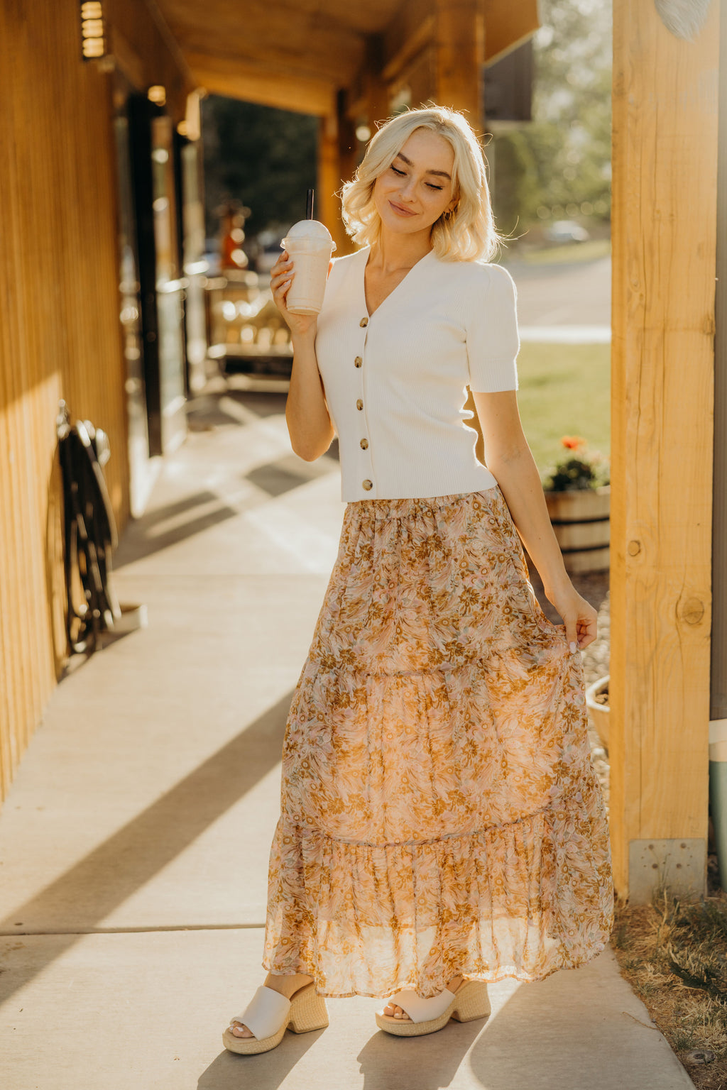 TIERED BOHO SKIRT IN SHERBET PINK FINAL SALE