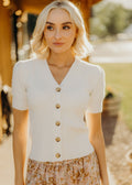 SHORT SLEEVE CARDIGAN IN IVORY