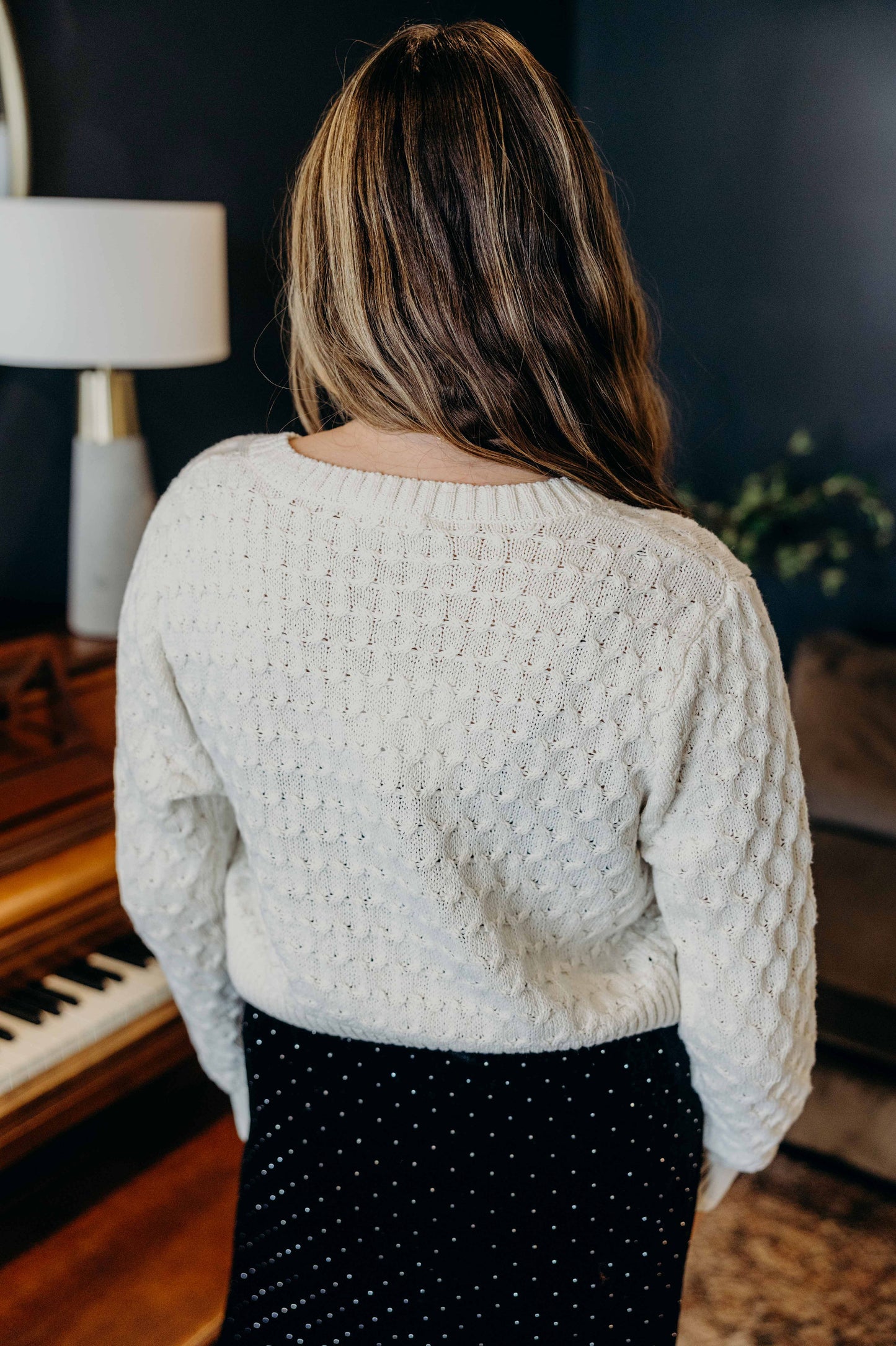 YARN KNIT CARDI IN MARSHMALLOW
