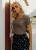 SHORT SLEEVE SCOOP TEE IN DRIED HERB FINAL SALE