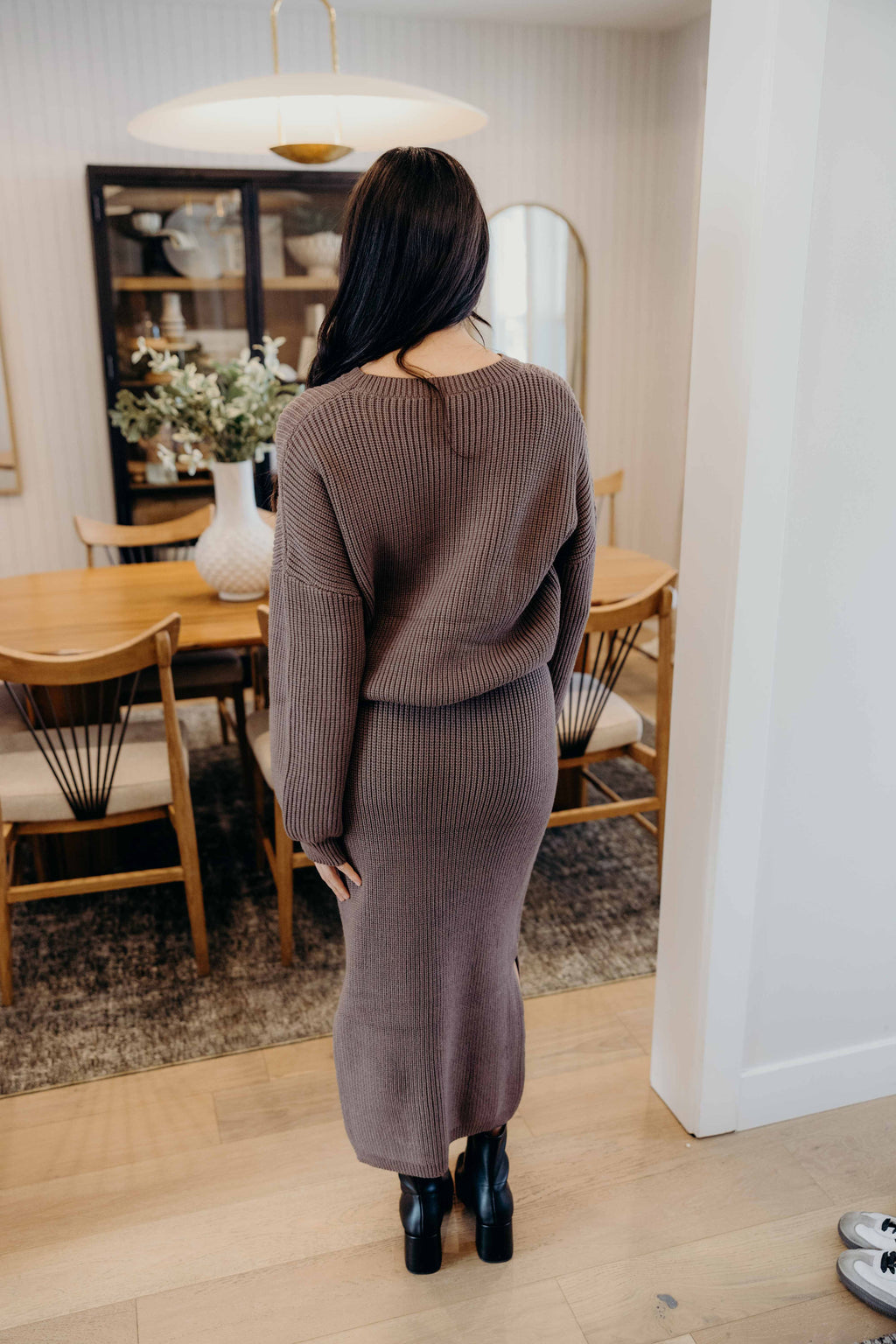 MIDI SWEATER SKIRT IN OAK FINAL SALE