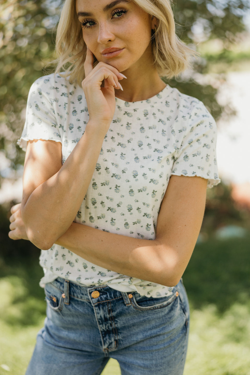 LETTUCE EDGE TEE IN DREAMDEW BLUE