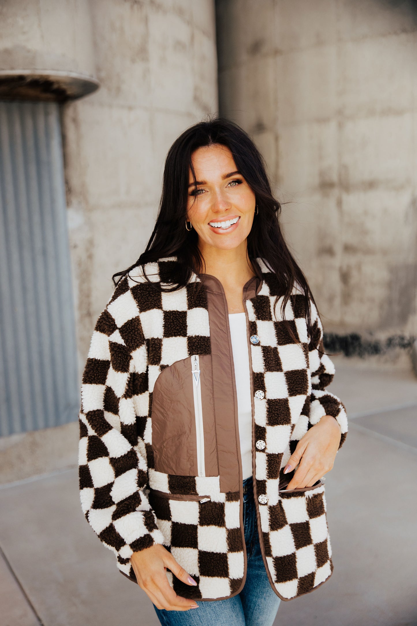 CHECKERED JACKET IN BROWN