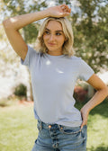 LETTUCE EDGE POINTELLE TEE IN CHAMBRAY BLUE FINAL SALE