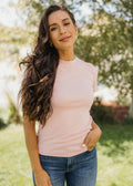 LETTUCE EDGE POINTELLE TEE IN STRAWBERRY CREAM FINAL SALE