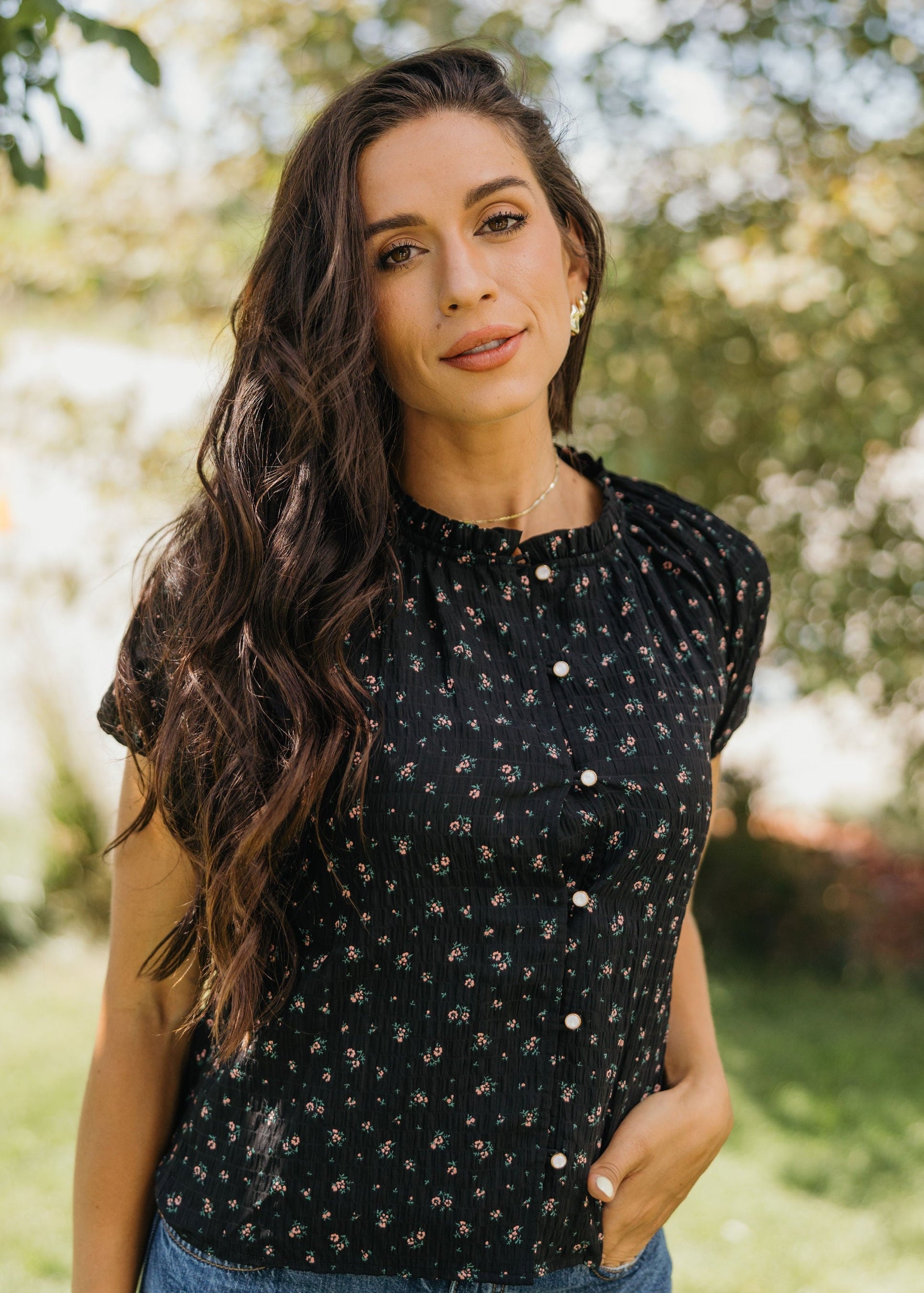 ROMANTIC RUFFLE BLOUSE IN BLACKBERRY PETAL