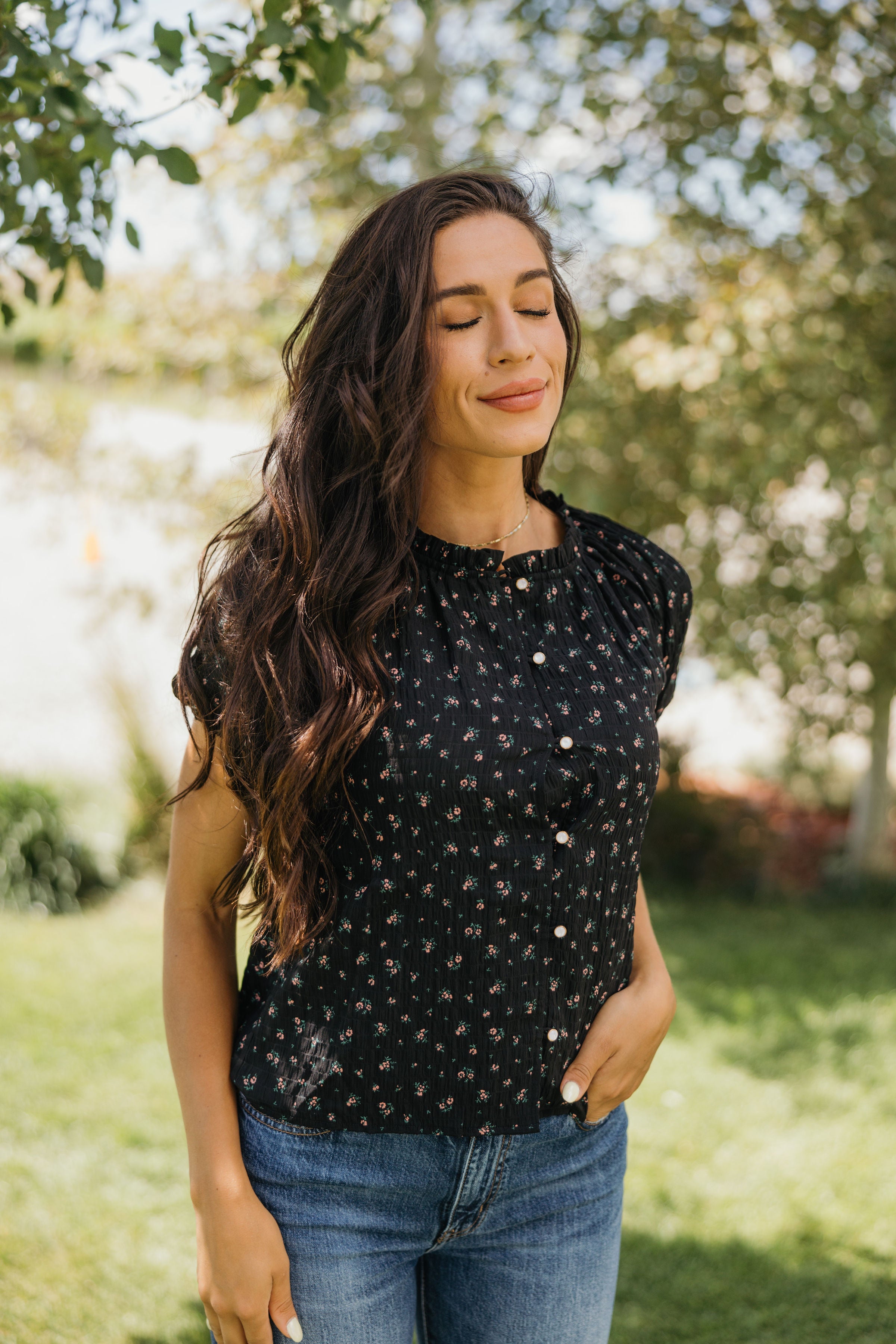 ROMANTIC RUFFLE BLOUSE IN BLACKBERRY PETAL