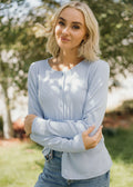 POINTELLE BUTTON CARDIGAN IN PERIWINKLE FINAL SALE