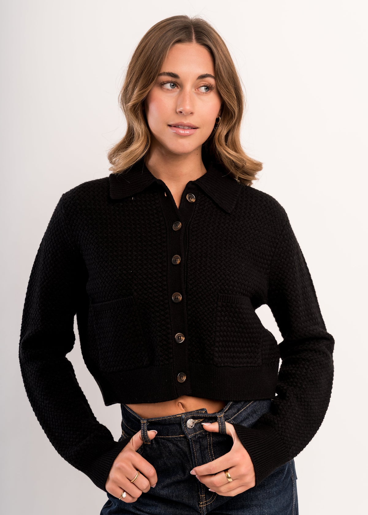 KENSINGTON KNIT JACKET IN JET BLACK