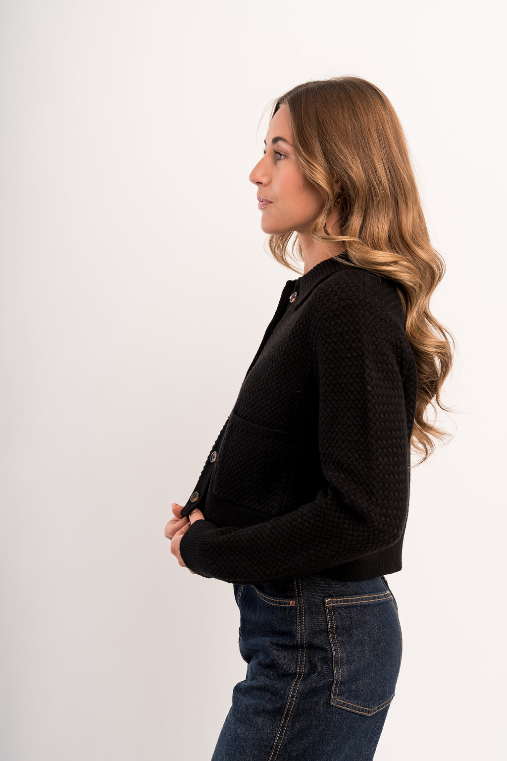 KENSINGTON KNIT JACKET IN JET BLACK