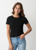 LETTUCE EDGE POINTELLE TEE IN BLACK