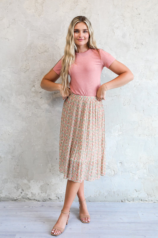 PLEATED MIDI SKIRT IN COLOR POP FINAL SALE